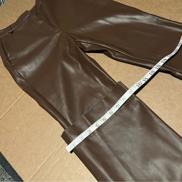 Meshki faux leather Pants, chocolate brown, highwaisted, bootcut size S, NWOT - Picture 7 of 14